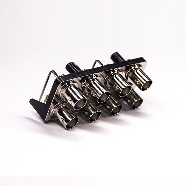 BNC母頭彎式90度穿孔安裝接PCB板連接器