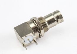 BNC連接器插孔彎式面板安裝前鎖穿墻PCB插孔75ohm