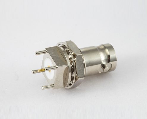 BNC連接器PCB安裝母頭180度前鎖穿墻插孔50Ω